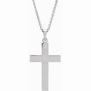 14K White 18 x 12 mm Cross 18" Necklace