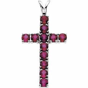 14K White 1 1/5 CTW Lab-Grown Diamond Cross Pendant