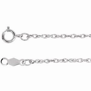 14K White 1.25 mm Rope 16" Chain