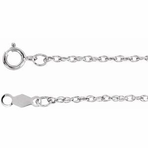 14K White 1.25 mm Rope 16" Chain