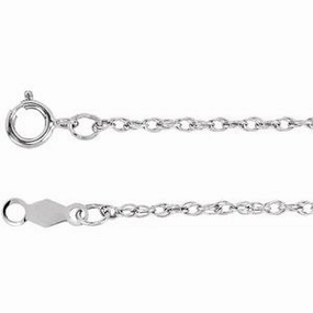 14K White 1.25 mm Rope 16" Chain