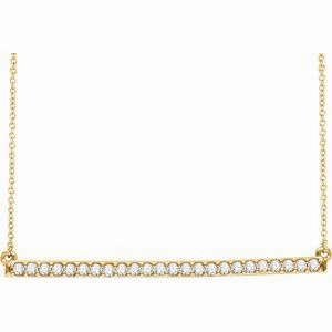 14K White 1/3 CTW Natural Diamond Bar 16-18" Necklace