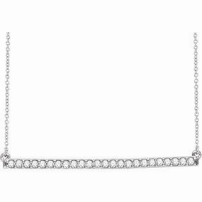 14K White 1/3 CTW Natural Diamond Bar 16-18" Necklace