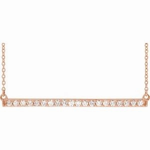14K White 1/3 CTW Natural Diamond Bar 16-18" Necklace
