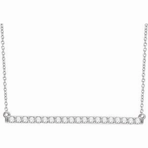 14K White 1/3 CTW Natural Diamond Bar 16-18" Necklace