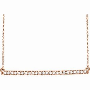 14K White 1/3 CTW Natural Diamond Bar 16-18" Necklace