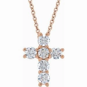 14K White 1/4 CTW Lab-Grown Diamond Cross 18" Necklace