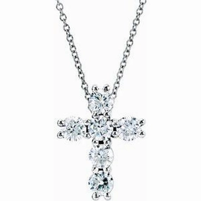 14K White 1/4 CTW Lab-Grown Diamond Cross 18" Necklace