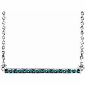 14K White 1/6 CTW Natural Blue Diamond Bar 16-18" Necklace