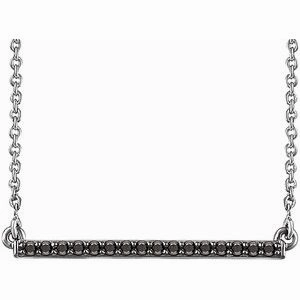 14K White 1/6 CTW Natural Blue Diamond Bar 16-18" Necklace