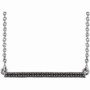 14K White 1/6 CTW Natural Blue Diamond Bar 16-18" Necklace
