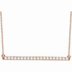 14K White 1/6 CTW Natural Diamond Bar 16-18" Necklace