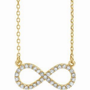 14K White 1/8 CTW Natural Diamond Infinity 16 1/2" Necklace