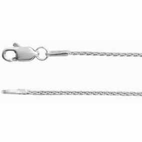 14K White 1 mm Wheat 16" Chain
