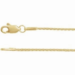 14K White 1 mm Wheat 16" Chain