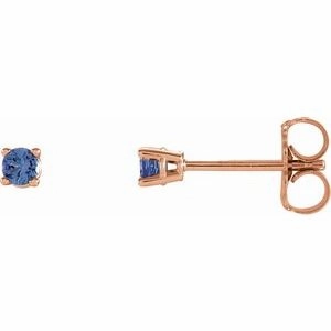 14K White 2.5 mm Natural Emerald Stud Earrings
