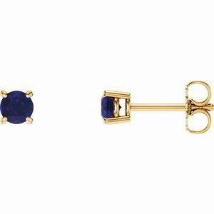 14K White 2.5 mm Natural Emerald Stud Earrings