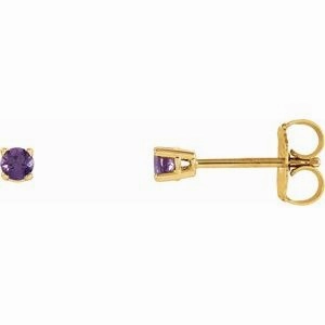 14K White 2.5 mm Natural Emerald Stud Earrings
