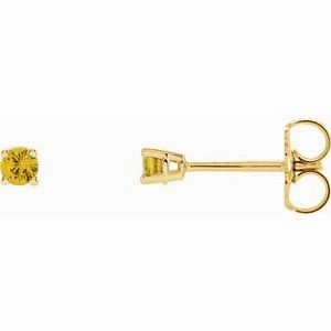 14K White 2.5 mm Natural Emerald Stud Earrings