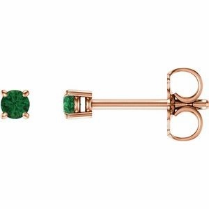 14K White 2.5 mm Natural Emerald Stud Earrings
