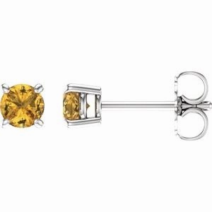14K White 2.5 mm Natural Emerald Stud Earrings