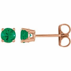 14K White 2.5 mm Natural Emerald Stud Earrings