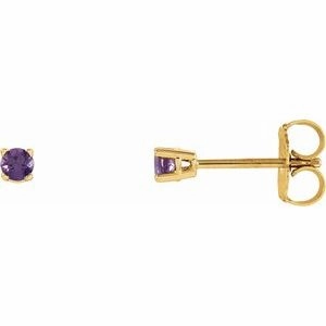 14K White 2.5 mm Natural Emerald Stud Earrings