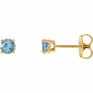 14K White 2.5 mm Natural Emerald Stud Earrings