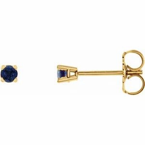 14K White 2.5 mm Natural Emerald Stud Earrings