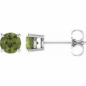 14K White 2.5 mm Natural Peridot Stud Earrings
