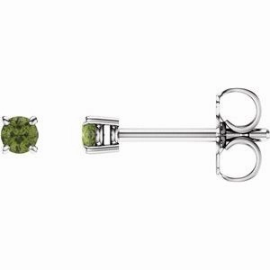 14K White 2.5 mm Natural Peridot Stud Earrings