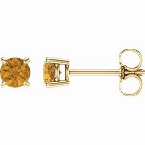 14K White 2.5 mm Natural Peridot Stud Earrings