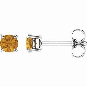 14K White 2.5 mm Natural Peridot Stud Earrings