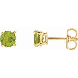 14K White 2.5 mm Natural Peridot Stud Earrings
