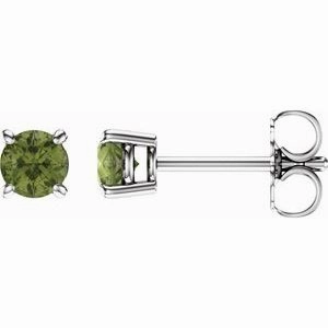 14K White 2.5 mm Natural Peridot Stud Earrings