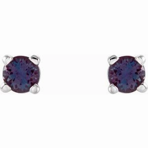 14K White 2.5 mm Natural Peridot Stud Earrings