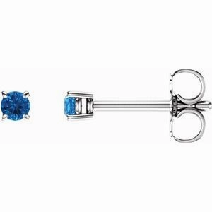 14K White 2.5 mm Natural Peridot Stud Earrings