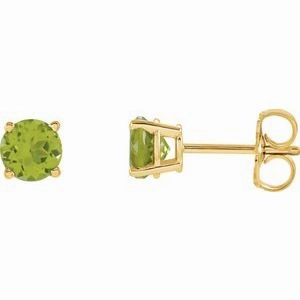 14K White 2.5 mm Natural Peridot Stud Earrings