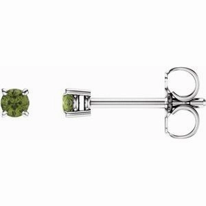 14K White 2.5 mm Natural Peridot Stud Earrings