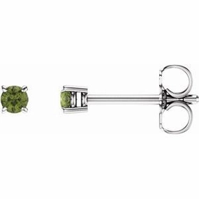 14K White 2.5 mm Natural Peridot Stud Earrings