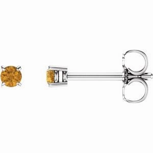 14K White 2.5 mm Natural Peridot Stud Earrings