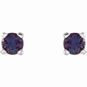 14K White 2.5 mm Natural Peridot Stud Earrings