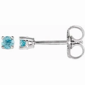 14K White 2.5 mm Natural Peridot Stud Earrings
