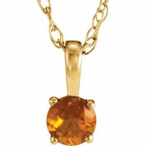 14K White 3 mm  Natural Amethyst Youth Solitaire 14" Necklace