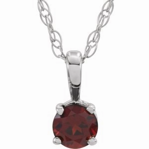 14K White 3 mm  Natural Amethyst Youth Solitaire 14" Necklace