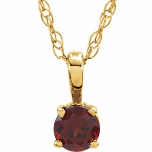 14K White 3 mm  Natural Amethyst Youth Solitaire 14" Necklace