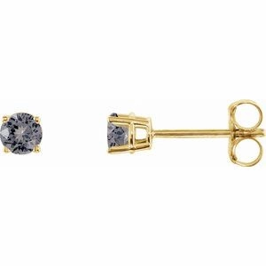 14K White 3 mm Natural Green Tourmaline Stud Earrings