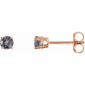 14K White 3 mm Natural Green Tourmaline Stud Earrings