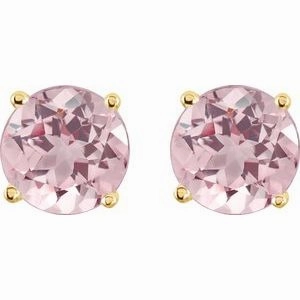 14K White 3 mm Natural Green Tourmaline Stud Earrings