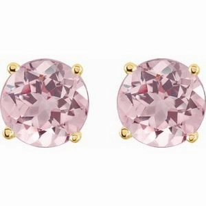 14K White 3 mm Natural Green Tourmaline Stud Earrings